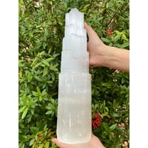 Selenite Skyscraper Lamp, 6", 8", 10", 12", 16" Tall Selenite Tower Lamp, Natural White Healing Crystal Lamp, Selenite Crystal Lamp, Pick A Size (15 - 17")
