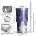 thumbnail image 6 of 30oz Halloween Ghost Bat Pattern Tumblers Stainless Steel Tumbler with Lid and Straw,Vacuum Insulated Double Wall Travel Tumbler Cups Mug with Cleaning Brush for Coffee,Tea, 6 of 7