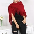 thumbnail image 4 of Fimkaul Womens Shawl Wraps Fall Cape Cape Fringe Horn Buckle Solid Irregular Double Fringe Cape Cape Warm Thick Summer Winter Fall, 4 of 8