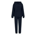 thumbnail image 4 of Sweatsuits for Women 2 Piece Outfits Solid Color Casual Crew-Neck Long Sleeved Trousers And Tight-Waist Hoodie Suit, 4 of 8