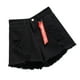 thumbnail image 5 of Pantalones cortos de mujer Vaqueros Cintura alta Agujeros destruidos Pantalones cortos con dobladillo deshilachado, Negro, S Vogacara AP001525-01B, 5 of 7