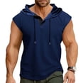 thumbnail image 3 of Juesizh Tank Tops Mens Plus Size Hooded Draw Rope Tops Fashion Athletic Solid Color Half Button Pullover Muscle Shirts, S-3XL, 3 of 9