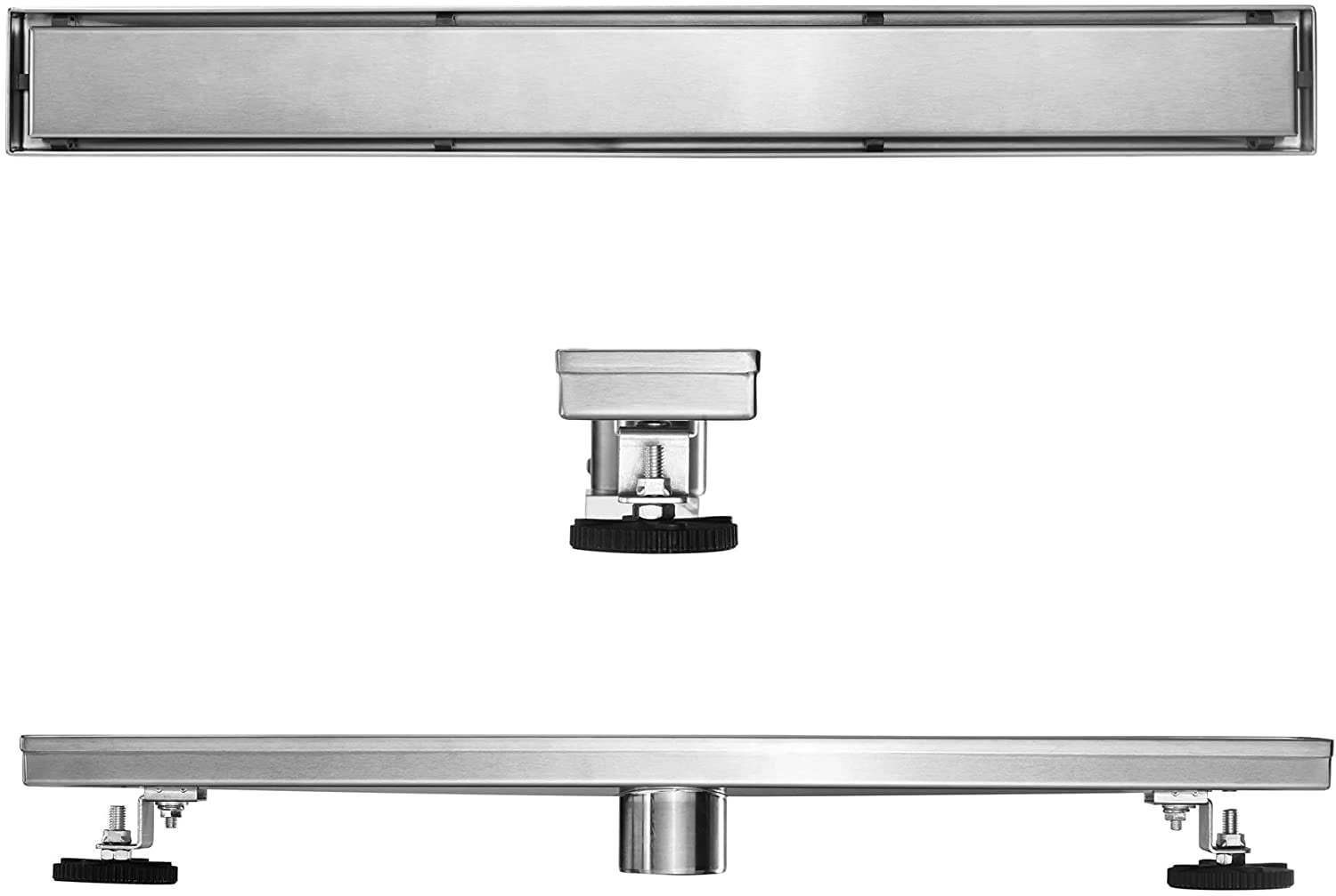 Heatgene Linear Shower Drain 36 Inch Stainless Steel Rectangle Shower Floor Drain With 2 In 1 Flat Tile Insert Cover Shower Drain With Leveling Feet Hair Strainer Brushed Walmart Com