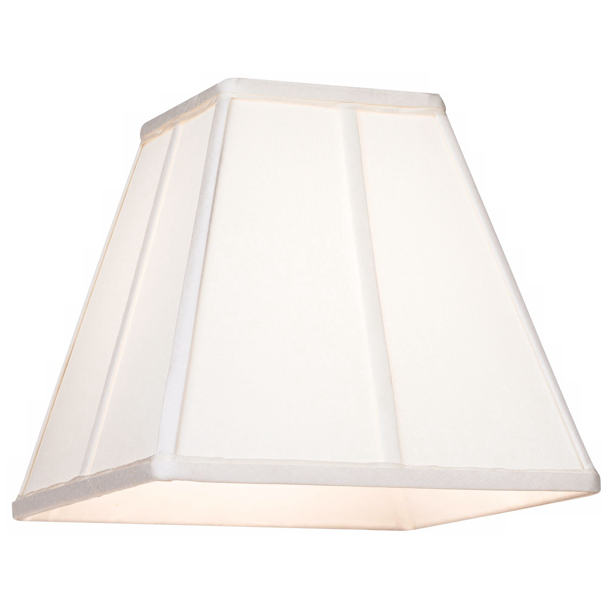 Springcrest Ivory Classic Small Square Lamp Shade 5.25" Top x 10" Bottom x 9" High x 9" Slant (Spider) Replacement with Harp and Finial
