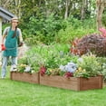 thumbnail image 6 of RONG-3 8x2ft Wooden Horticulture Raised Garden Bed Divisible Elevated Planting Planter Box for Flowers/Vegetables in Backyard/Patio Outdoor, Dark Brown, 95 x 25 x 11in, 6 of 7