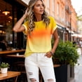 thumbnail image 2 of Wang6 Womens Plus Size Short Sleeve T Shirts Causal Loose Fit Gradient Printed Summer Tops Trendy Crew Neck Tees Shirts Yellow XL, 2 of 6