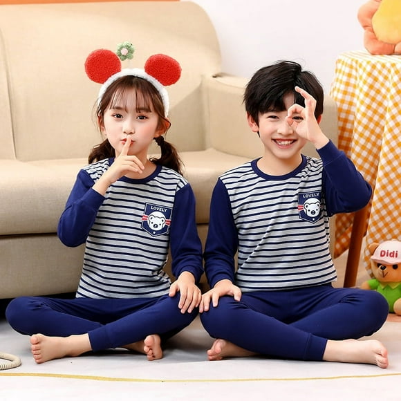 Conjunto de ropa interior de tamaño pequeño y mediano para niños, mujeres y hombres, otoño, primavera y otoño, ropa de hogar fina