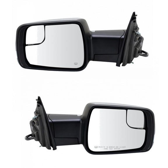 TRQ 2pc Mirror Set Heated Turn Signal Puddle Light Power Folding for Ram 1500 MRA04058