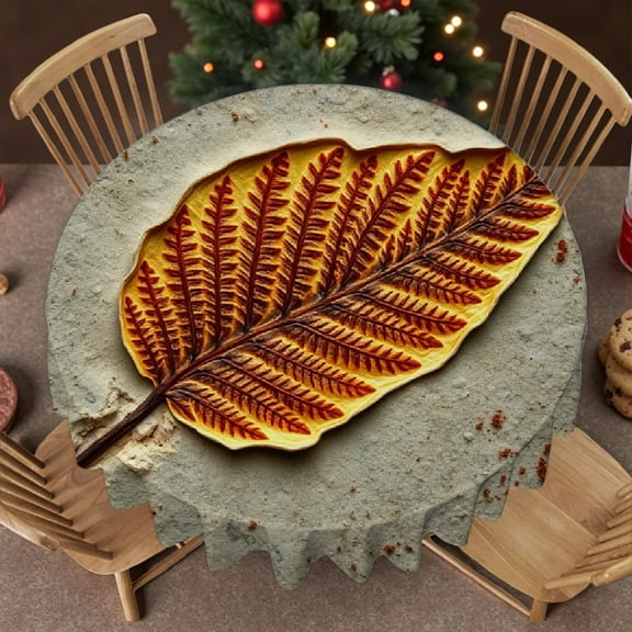 RKSupls 60 Inch Round Tablecloth, Embossed Fern Leaf Polyester Table Cover - Soft, Stain Resistant & Washable Decor for Wedding, Party, Holiday, Home Dining