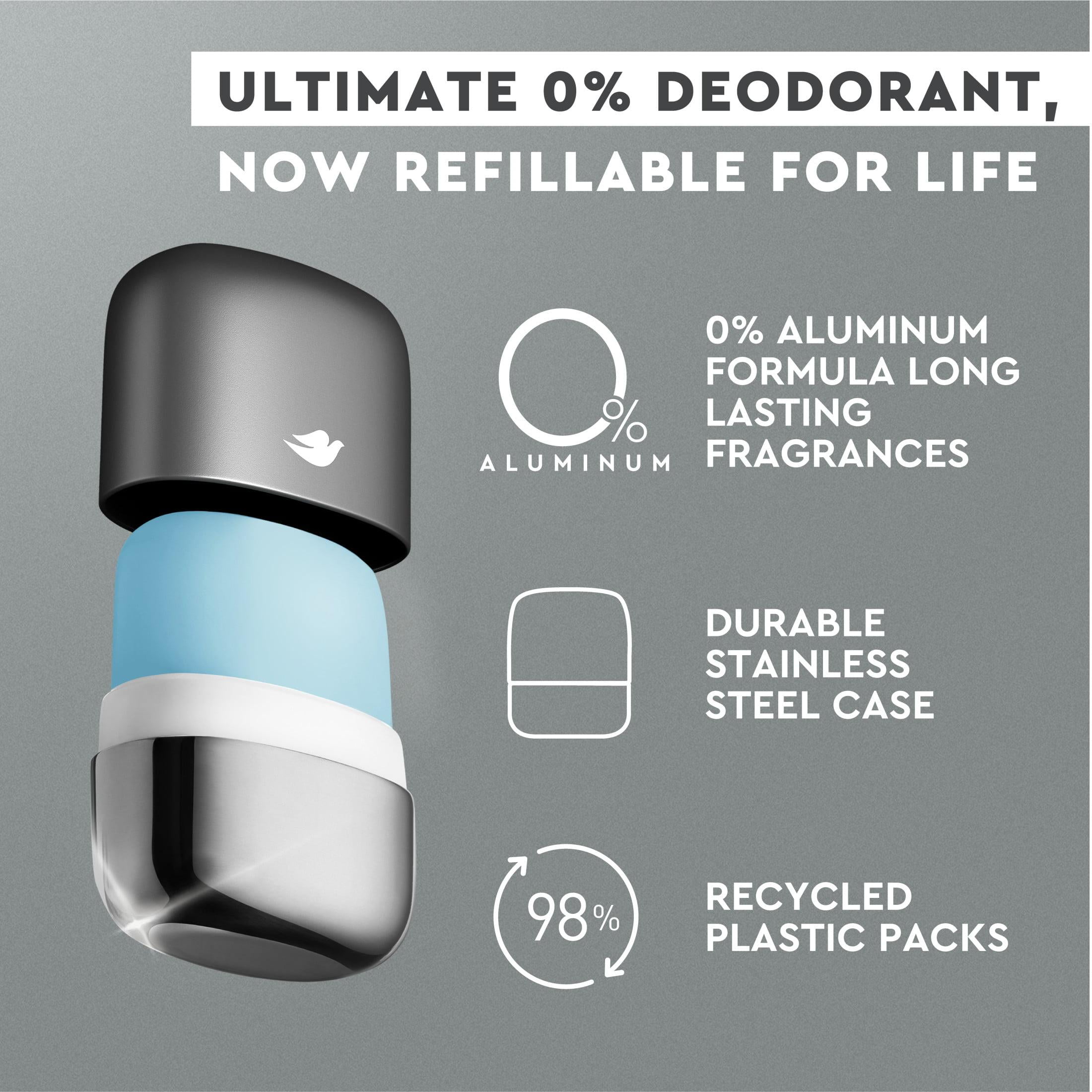 Dove Men+Care 0% Aluminum Men's Deodorant Stick Refill All Skin Twin Pack Clean Touch, 1.13 oz