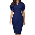 thumbnail image 1 of Ketyyh-chn99 Robes Décontractées pour Femmes Grande Taille Robe de Soirée Élégante Robe Droite Unie pour Vacances Robe de Plage Bleue,L, 1 of 4