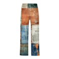 thumbnail image 4 of Men's Cotton Linen Pants Elastic Waist Drawstring Casual Trouser Lightweight Straight-Legs Loose Beach Yoga Pants Orange S, 4 of 4