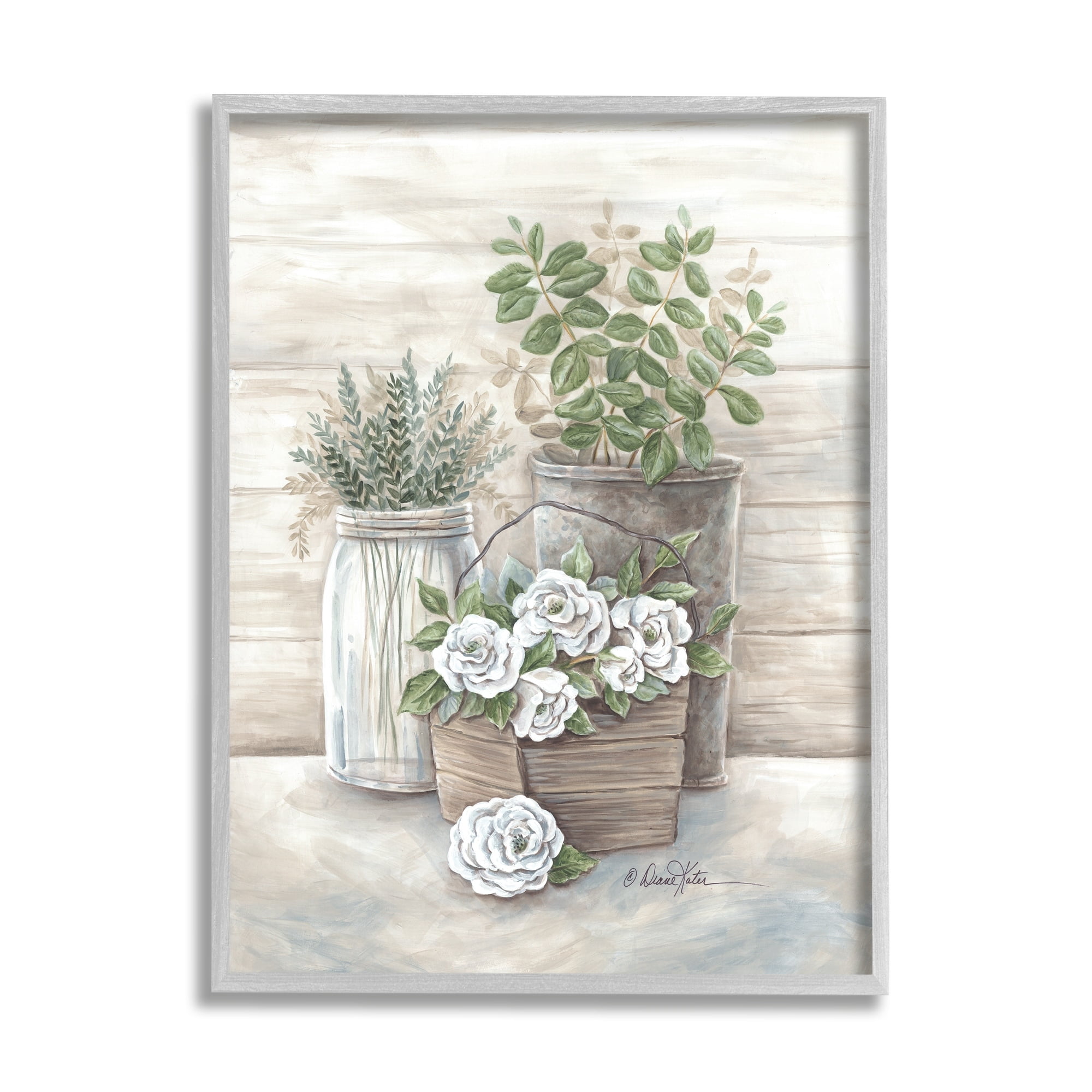 Stupell Industries Country Succulents Botanicals Rustic Jar Planter Design, 24 x 30, Design by Diane Kater