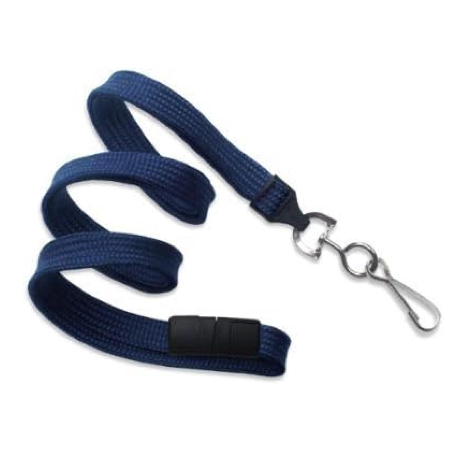 Navy Blue 3/8" Wide 36" Flat Braid Breakaway Lanyard, Swivel Hook (100/bag)