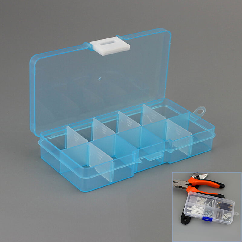 10 Slots Adjustable Plastic Bait Tackle Jewelry Storage Box Craft Organizer Bead 