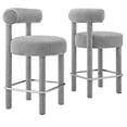 thumbnail image 2 of Modway Toulouse Boucle Fabric Counter Stool - Set of 2 in Light Gray Silver, 2 of 10