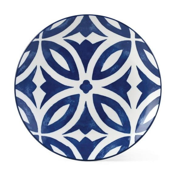 Mainstays Glazed Blue Pattern Round Stoneware Salad Plate, 7.5”