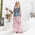 thumbnail image 2 of TIREOW Girls Wide Leg Pants Cute Print Elastic High Waist Drawstring Baggy Casual Pants Fashionable Breathable Lightweight Pants, 2 of 8