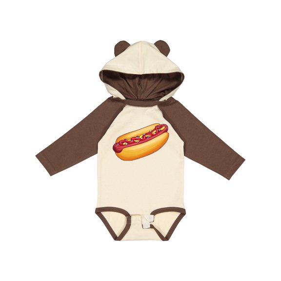 Inktastic Hot Dog Illustration with Mustard Onions and Ketchup Boys or Girls Long Sleeve Baby Bodysuit