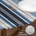 thumbnail image 3 of Blue Grey Striped Round Tablecloth, Fitted Table Cover with Elastic for 45"-54" Round Tables, Farmhouse Modern Stripes Art Table Cloth Outdoor Indoor Dinning Party Waterproof Tablecloths, 3 of 7
