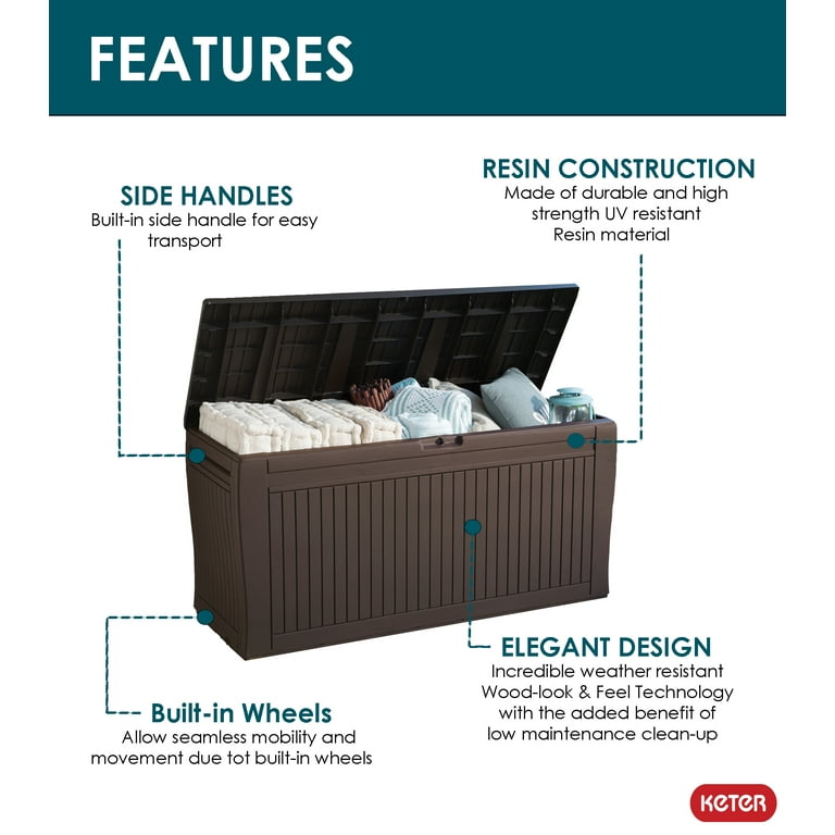 Keter Comfy 71 Gallon Durable Resin Outdoor Deck Box Storage