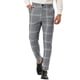 thumbnail image 1 of Pantalones de vestir a cuadros para hombre, informales, ajustados, con frente plano, a cuadros, estampados, de negocios gris L, 1 of 6