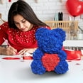 thumbnail image 4 of Rose Teddy Bear, 10 inch Embrace Love Flower Bears, Artificial Foam Floral Gifts for Valentines Day Mothers Day Christmas Wedding Anniversary Birthday Home Bedroom Office Decor (Blue), 4 of 7
