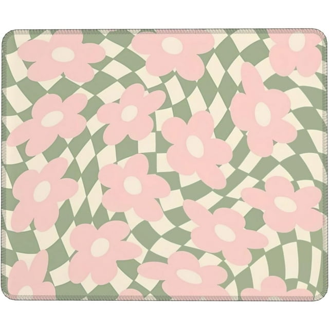Cute Flower Mouse Pad Non-Slip Rubber Base Stitched Edge Waterproof Gaming Mouse Pad Ideal for Computer, Home Office, & Working 9.5x7.9in
