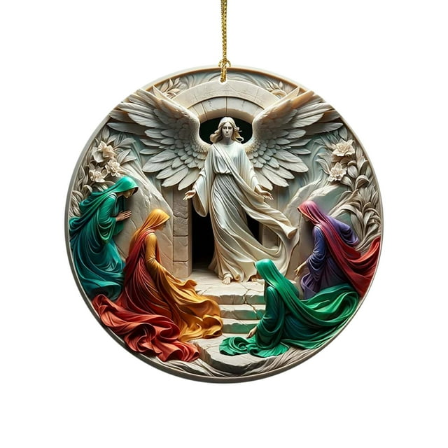 Corona de Navidad con decoración religiosa para sublimación de nacimiento, colgante para árbol de Navidad.