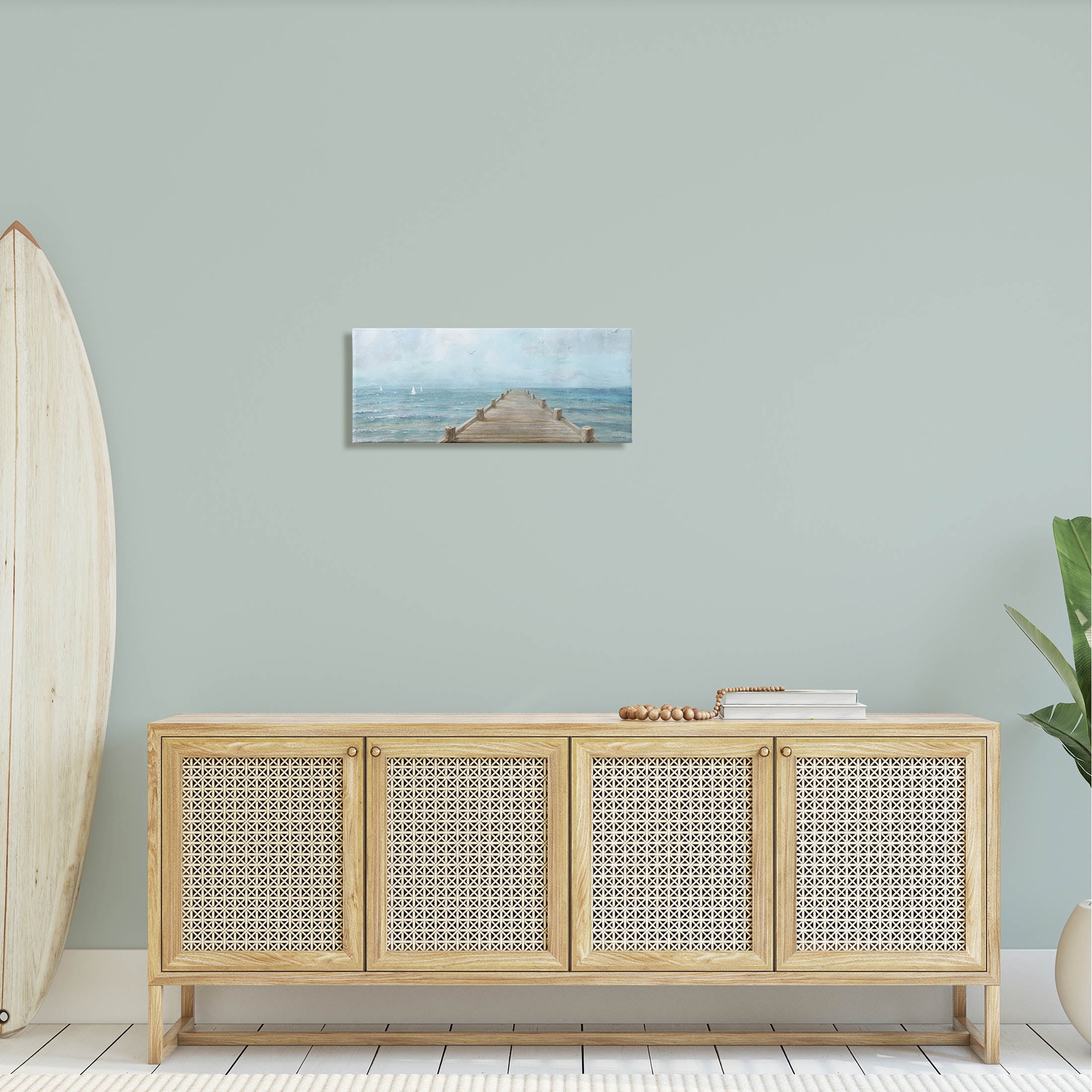 Stupell Industries Waterfront Pier Coastal Ocean View Painting Gallery Wrapped Canvas Print Wall Art, Design by Danhui Nai