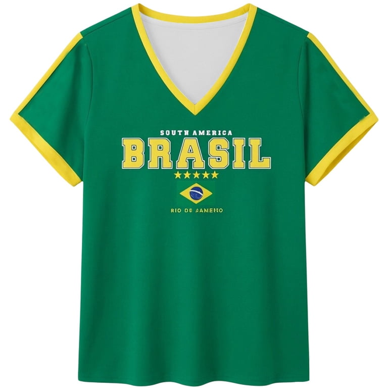 HOWPAY Brazil Soccer 2026 Women Game Day Funny Soccer Graphic T
