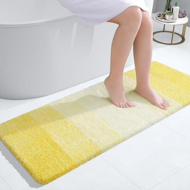 Luxury Bathroom Rug Mat, Extra Soft and Absorbent Bath Rugs, Non-Slip Plush Shaggy Bath Carpet Runner, Machine Wash Dry, Bath Mats for Bathroom Floor, Tub and Shower, 47x17, Yellow