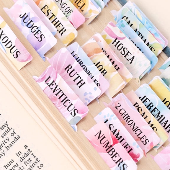Bible Tabs for Women, 66 Large Print Laminated Bibles Chapters Index Tabs and 39 Blank Dividers Sticky Labels, Cute Beauty Bloom Bible Study Supplies, Journaling Accessories, Christian Gifts for Men