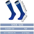 thumbnail image 4 of 6 Pairs Kids Youth Soccer Socks Solid Striped Knee High Tube Football Sports Socks for Boys Girls 6-12 Years Old (Green), 4 of 5