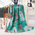 thumbnail image 2 of Great Pyrenees Dog and Flower Blanket,Comfortable Soft Flannel Throw Blanket,All Season,Warm Lightweight Blankets for Sofa Bed Couch Living Room Chair,60"x80"(150x200cm), 2 of 4