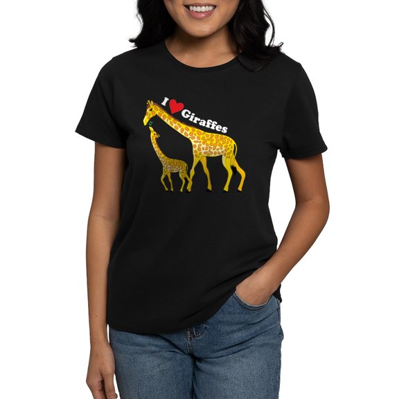 CafePress - I Love Giraffes Women's Dark T Shirt - Women's Traditional Fit Dark T-Shirt