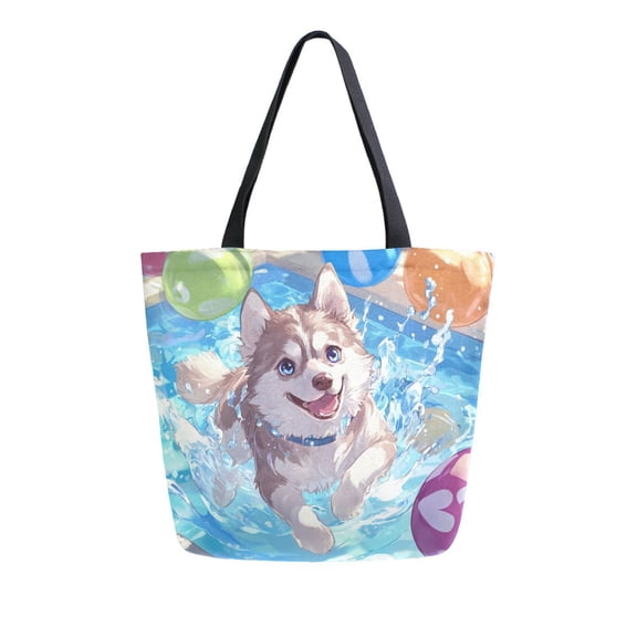DIXRUYEE Tote Bag Women Weekender Travel Bag Shoulder Handbag Joyful Pool Pup Printed