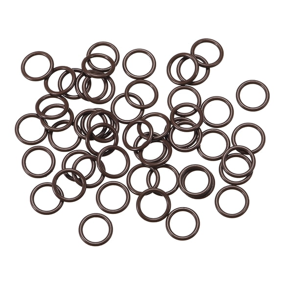 Fluorine Rubber O Rings 8mm OD, 6mm Inner Diameter, 1mm Width, Seal Gasket Brown 50Pcs