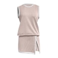 thumbnail image 5 of Laipiong 2 Piece Short Sets for Women Summer Matching Athletic Outfits Ribbed Knit Tank Top and Split Lined Skirt womens short sets for vacation, 5 of 6