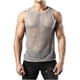 thumbnail image 1 of pstuiky Camiseta sin mangas para hombre, Blusa sin mangas con cuello redondo y diseño de red de pesca ahuecada para hombre Chaleco de hombre l, 1 of 6