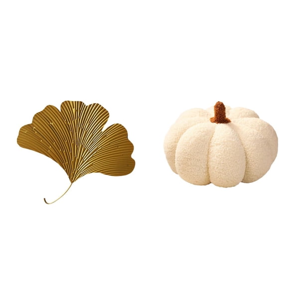 Esculturas de pared de hojas,Esculturas de pared de hierro forjado con hojas de ginkgo,Escultura de pared con hojas de ginkgo para colgar,Almohadas de calabaza de Halloween,Almohadas de