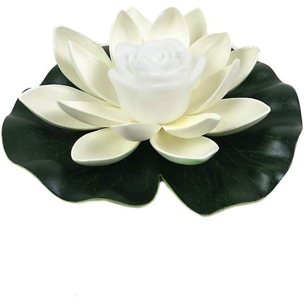 Nenúfares flotantes artificiales blancos, luces para estanques de loto, nenúfares flotantes LED para estanques de loto, jardín, piscina, fuente y acuario, musgo de loto flotante