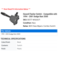 thumbnail image 2 of Hazard Flasher Switch - Compatible with 1994 - 2001 Dodge Ram 3500 1995 1996 1997 1998 1999 2000, 2 of 2