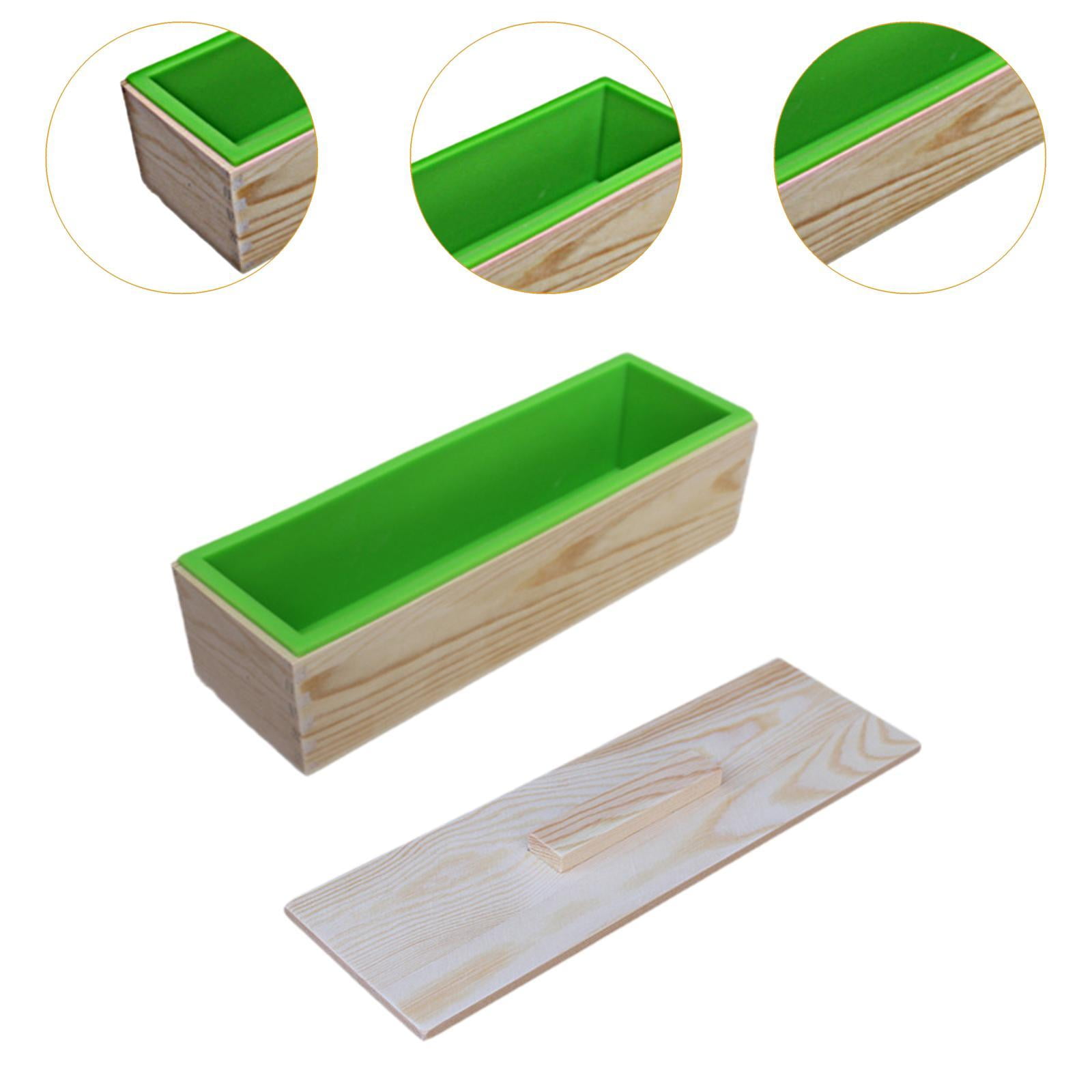 QccHieUs Rectangle Handmade Soap Mould with Wood Box for Candles Making Soap Supplies Green
