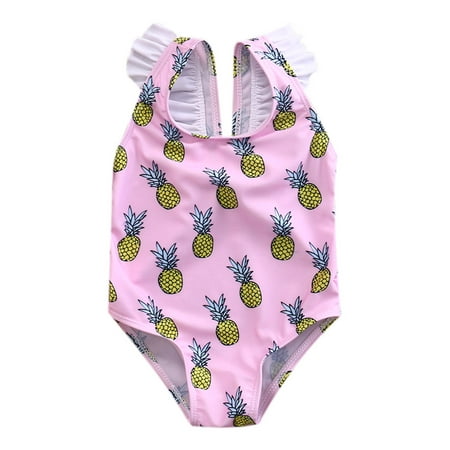 

Calsunbaby Summer Newborn Baby Girls One-Piece Swimsuit Ruffled Sleeveless Bathing Suit Pineapple Swimwear Pink 3-4 Years