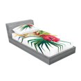 thumbnail image 2 of Ambesonne Floral Fitted Sheet & Pillow Sham Set, Wild Tropical Orchid, Twinxl, Fuchsia Forest Green, 2 of 2