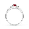 thumbnail image 2 of ANGARA Natural Classic Oval Ruby and Diamond Three Stone Engagement Ring in 14K White Gold for Women (Size-6x4mm) | July Birthstone, Birthday, Anniversary, Jewelry Gift for Women | Natural Ruby Ring, 2 of 9