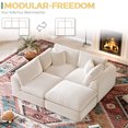 thumbnail image 5 of 4-Seat L-Shape Modular Sectional Sofa with Ottoman, Boneless Cloud Design, No-Assembly Living Room Couch, 110" Wide, White, 5 of 12