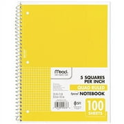 Mead Spiral Notebook, 1-Subject, Graph Ruled Paper, 10-1/2" x 8", 100 Sheets, Yellow (05676AZ7)