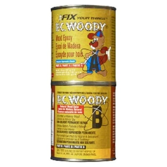 PC Products PC-Woody Wood Repair Epoxy Paste, Two-Part 48 oz in Two Cans, Tan 643334